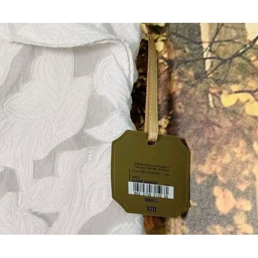 Rye Grass Womens Small White Textured Blouse w/ Ruffle Hem Sleeves Sheer Fabric - Picture 8 of 8
